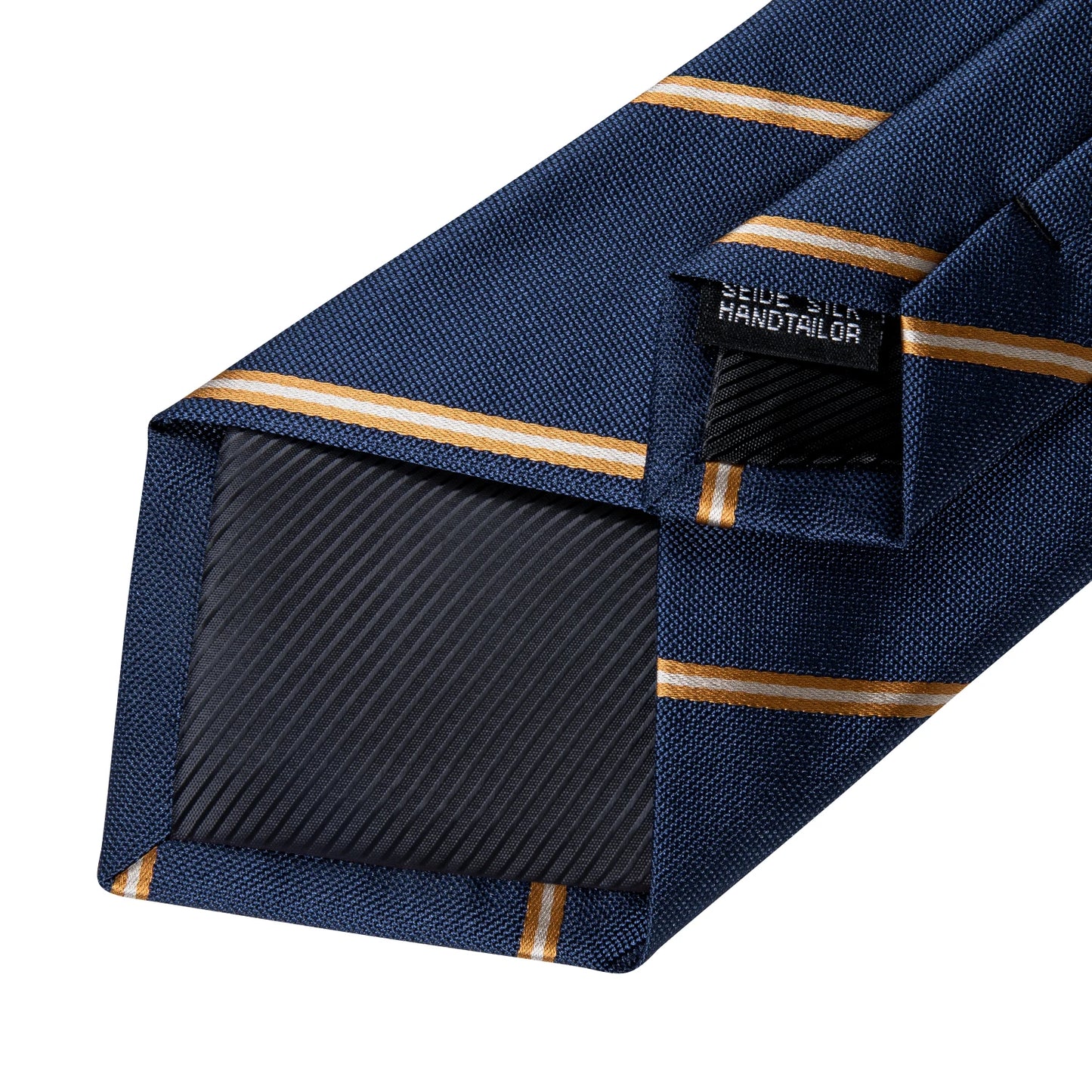 Woven Silk Tie — Navy & Gold