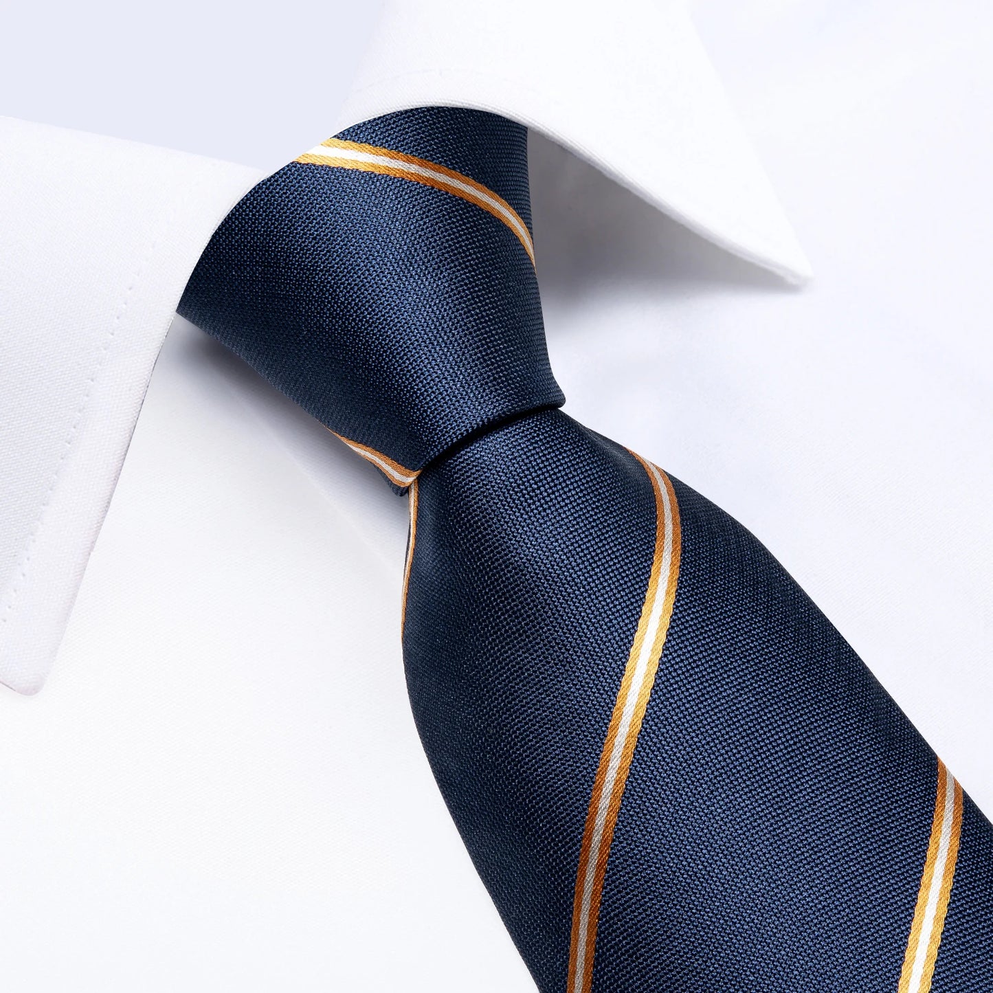 Woven Silk Tie — Navy & Gold