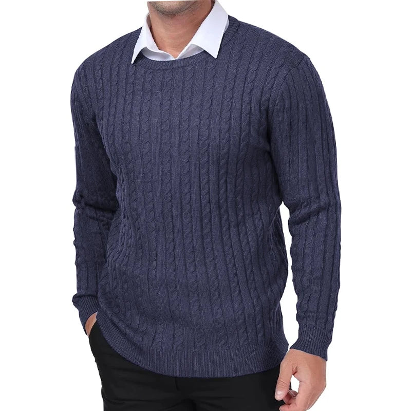 Men's Cable Knit Crew Neck Sweater