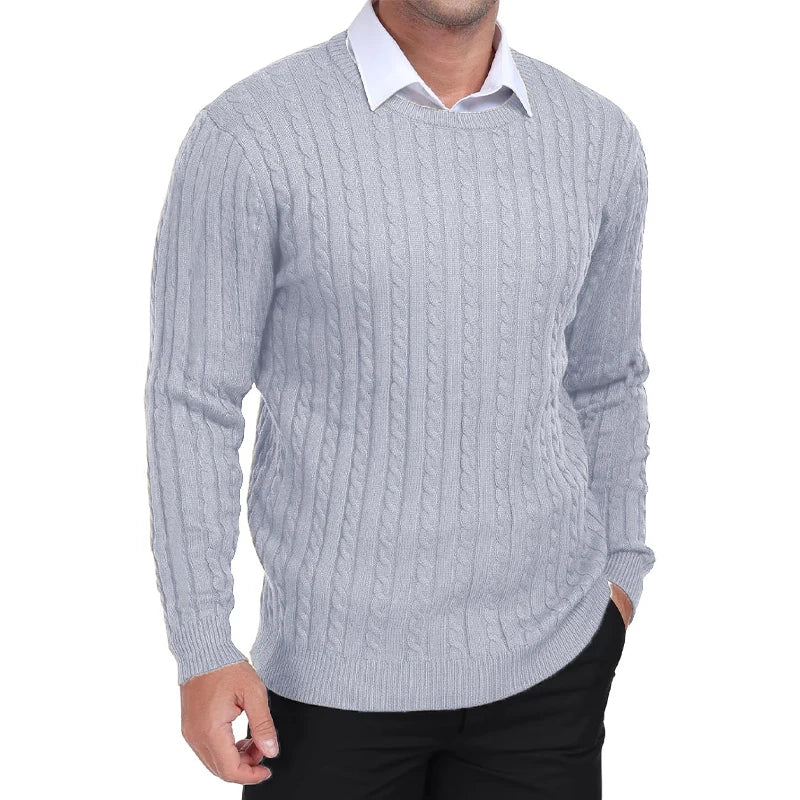 Men's Cable Knit Crew Neck Sweater
